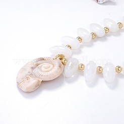Летние пляжные ожерелья из пластиковых бусин CCB с подвеской в форме раковины из смолы и цепочками с литой отделкой&nbsp;LS-NJEW-D336-03B-G