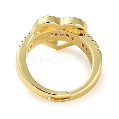 Стойка покрытие латунь микро паве кубический цирконий открытые манжеты кольца&nbsp;RJEW-K266-08A-G