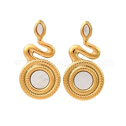 Серьги-гвоздики из натуральной белой ракушки из нержавеющей стали 304&nbsp;EJEW-Z103-03G-02