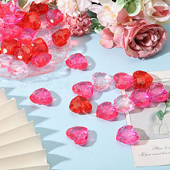 80 шт. двухцветные прозрачные акриловые бусины в форме сердца&nbsp;OACR-CA0001-23