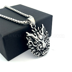 Винтажный панк-кулон в виде головы дракона из нержавеющей стали 304 для мужчин.&nbsp;WI9275