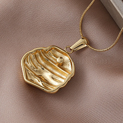 Ожерелья с плоским круглым кулоном из текстурированной хирургической нержавеющей стали 316 для женщин&nbsp;ZV8264