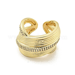 Открытые манжеты из латуни с микропаве и кубическим цирконием&nbsp;RJEW-Z039-10G