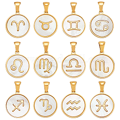 12 шт. 12 стиля из нержавеющей стали с подвесками из натуральной ракушки&nbsp;STAS-WH0044-95