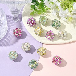 12 шт. 6-цветные блестящие акриловые круглые бусины с инкрустацией&nbsp;CLAY-YW0002-65