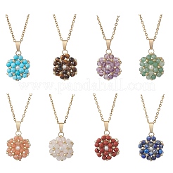 Кулон в виде цветка из натуральных смешанных драгоценных камней&nbsp;NJEW-MZ00142