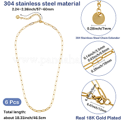 6 шт. ожерелье из нержавеющей стали 304 в виде цепочки-скрепки&nbsp;NJEW-SC0001-57B-G