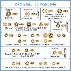 1200шт. 24 стиля наборов бусин из сплава в тибетском стиле&nbsp;TIBEB-PH0005-10