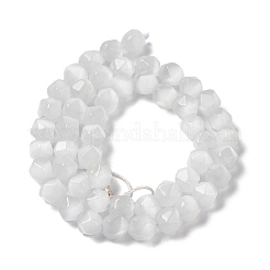 Нити белых бусин «кошачий глаз» G-Q169-E10-01