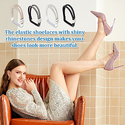 4 пара двухцветных эластичных шнурков из полиэстера со стразами&nbsp;DIY-OC0013-17