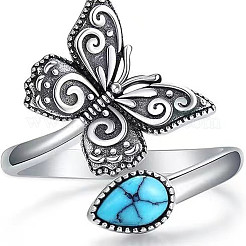 Сплав бабочка и слеза с синтетической бирюзой&nbsp;FS-WG4D480-01