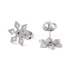 Не тускнеющие серьги-гвоздики из нержавеющей стали 304 со снежинками для женщин&nbsp;LS-EJEW-Z017-04P