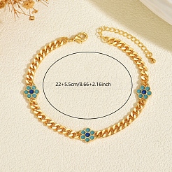 Женские браслеты на ногу с цепочкой из латунной эмали и цветочным узором&nbsp;OS0733