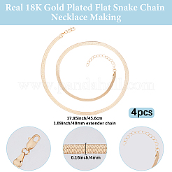 4 шт. латунные плоские ожерелья-змейки для женщин&nbsp;NJEW-BBC0001-37