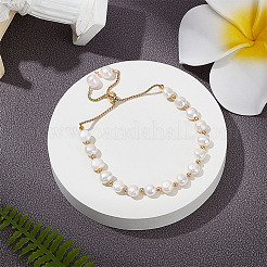 Круглый браслет-слайдер из окрашенного натурального жемчуга и латуни&nbsp;BJEW-AN0001-02