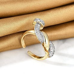 Латунные кольца-манжеты с микропаве и прозрачным цирконием для женщин RJEW-I109-01GP