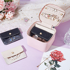 Портативные коробки для хранения ювелирных изделий из искусственной кожи на молнии с 4 вставным мешком&nbsp;CON-WH0202-001C