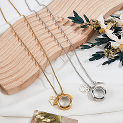 2 шт. 2-цветный сплав с отпечатком крыла и лапы и 304 нержавеющая сталь плоский круглый медальон ожерелье&nbsp;NJEW-DR00017
