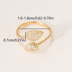 Кольца-манжеты из латуни с микро-паве и прозрачным цирконием для женщин&nbsp;TW6917-2