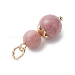 3 шт. 3 стиля подвесок из натурального розового кварца и окрашенного полосатого агата/полосчатого агата с круглыми бусинами&nbsp;PALLOY-JF04701-05