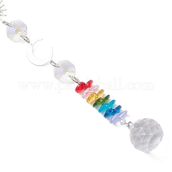 Стеклянные круглые и восьмиугольные бусины подвесные ловцы солнца&nbsp;HJEW-JM04602-02