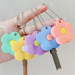 5 цветной силиконовый чехол для ключей с цветочным узором&nbsp;AJEW-DJ0005-51