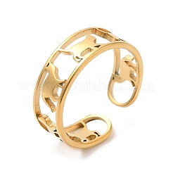 Ионное покрытие(ip) 304 нержавеющая сталь кошка открытое манжетное кольцо для женщин&nbsp;RJEW-M149-15G