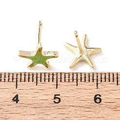 Серьги-гвоздики с морскими звездами из латуни и эмали&nbsp;EJEW-I322-02G