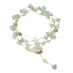 Ожерелья из звеньев цепи ручной работы с натуральным зеленым авантюрином&nbsp;NJEW-JN05811-02