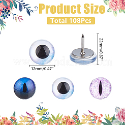 108 шт. набор из 3-х видов стеклянных и железных кнопок с узором «глаз»&nbsp;AJEW-WR00003
