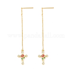 Серьга-крючок в виде креста с цветком&nbsp;EJEW-H182-13G