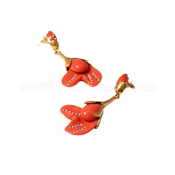 Серьги-гвоздики с цветком из латуни и смолы&nbsp;FS-WG7DC82-01