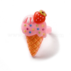 Открытое кольцо-манжета из смолы с мультяшными сладостями для детей&nbsp;X-RJEW-K239-21