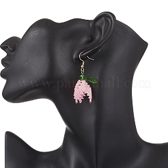 Болтающийся серьги стекло цветок&nbsp;EJEW-MZ00630