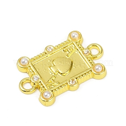 Латунный и белый пластик ABS имитация жемчуга игральная карта соединительные подвески&nbsp;KK-M322-23G