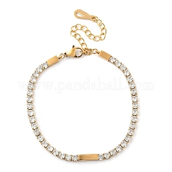 Браслеты из нержавеющей стали 304 с квадратными звеньями и кубическим цирконием для женщин&nbsp;BJEW-B134-04G