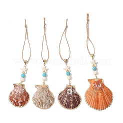 Подвесные украшения из ракушек с гальваническим покрытием&nbsp;HJEW-JM04567