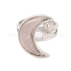 Регулируемые кольца из натурального розового кварца с луной и звездой G-B085-18P-06