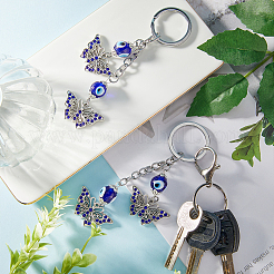 2шт. брелок-подвеска в виде бабочки из сплава со стразами&nbsp;KEYC-CP0001-19