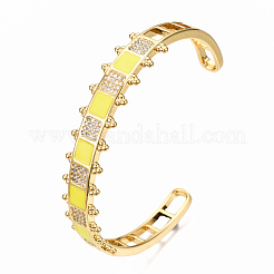 Браслеты-манжеты с прозрачным кубическим цирконием из латуни с микропаве&nbsp;BJEW-N302-006G-NF