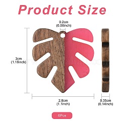 6 шт. подвески из смолы и орехового дерева&nbsp;RESI-FS0002-21