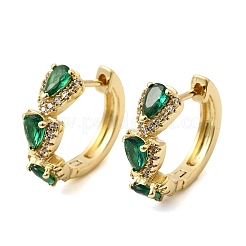 Серьги-кольца из латуни с фианитом&nbsp;EJEW-L308-01G