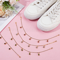 12 шт. 6-цветные цепочки для обуви со стразами из сплава стекла&nbsp;HJEW-DR00105