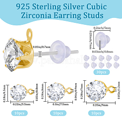 30 шт. фурнитура для сережек-гвоздиков из прозрачного кубического циркония&nbsp;EJEW-BBC0002-09