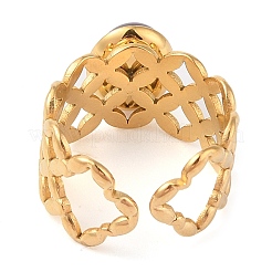 Овальные кольца на палец с натуральным аметистом&nbsp;RJEW-Z057-13G-03