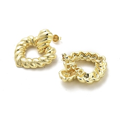 Латунные серьги-гвоздики с подвесками в форме сердца&nbsp;EJEW-M240-09G