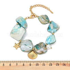 Браслеты с подвесками в форме ракушки и морской звезды из нержавеющей стали 304 для женщин&nbsp;BJEW-Z105-02G