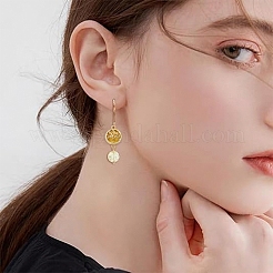 40 шт. 8-цветные стеклянные плоские круглые подвески-фигурки с подвесками в виде дерева жизни&nbsp;GLAA-YW0005-51