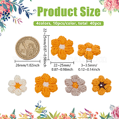 40 шт. 4-х цветные цветочные полиэстеровые аксессуары для одежды&nbsp;DIY-FG0008-53