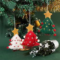 6 шт. 3-х цветная новогодняя елка со звездой&nbsp;HJEW-CP0001-10